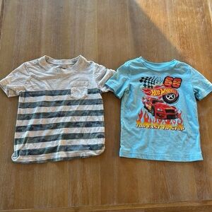 Toddler Boys - Size 2T - x2 Hot wheels and stripped T-Shirts